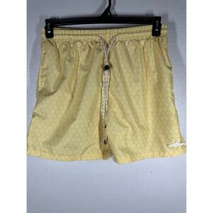 Uzzi Swim Trunks Mens Medium Yellow Pattern Amphibious Gear Shorts lined